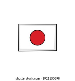 Bandera de Japón en el estilo de dibujo vector aislado. Ilustración de objeto dibujada a mano para su presentación, materiales didácticos u otros.