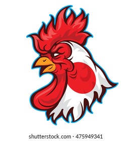 Japan Flag Fire Chicken Rooster Logo Design Vector Inspiration Isolated on White Background