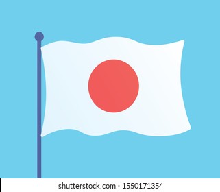 Japan flag flat cartoon vector icon
