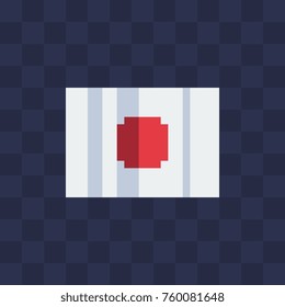 Japan flag flat style icon. Pixel art. 8-bit style. Isolated vector illustration.