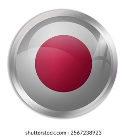 Japan flag - glossy circle button displays a colorful flag representing a country cultural identity and heritage. The essence of national pride and unity.