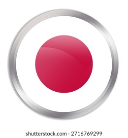 Japan flag - glossy circle button in metal frame displays a colorful flag of a country cultural identity and heritage. The essence of national pride and unity.