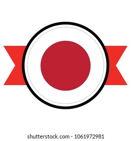 Japan flag in glossy round button of icon. flag logo of Japan emblem isolated on white background, Japan national concept sign, Vector illustration.