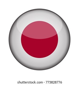 japan Flag in glossy round button of icon. japan emblem isolated on white background. National concept sign. Independence Day. Vector illustration.
