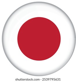 Japan flag with glossy rounded button for football team and national emblem