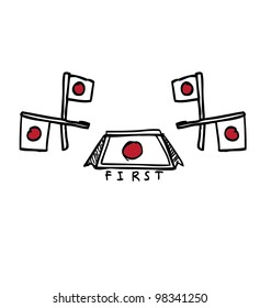 japan flag hand drawn vector
