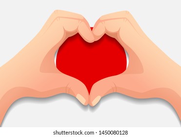 Japan flag and hand heart shape. Patriotic background. National flag of Japan vector illustration