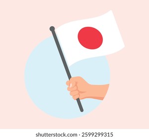 Japan flag in hand icons set, Japanese flag symbol