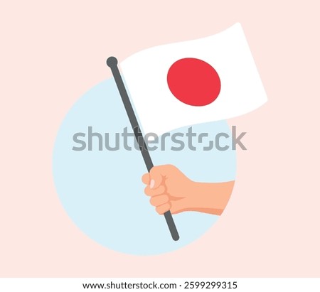 Japan flag in hand icons set, Japanese flag symbol