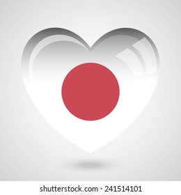 Japan Flag Heart Glossy Button