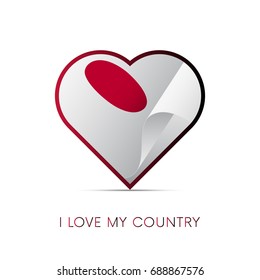 Japan flag in heart. I love my country. sign. Vector illustration.