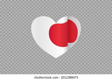 Japan flag in heart shape isolated  on png or transparent  background,Symbols Japan, template for banner,card,advertising ,promote,ads, web design, magazine, news paper,vector