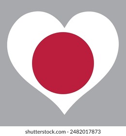 Japan flag in heart shape, vector illustration on isolated background