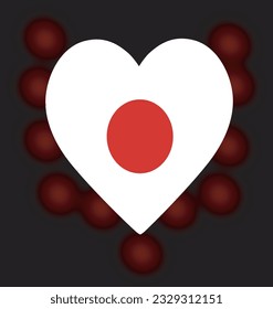 Japan flag heart. vector illustration solated on black background