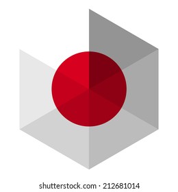 Japan Flag Hexagon Flat Icon Button