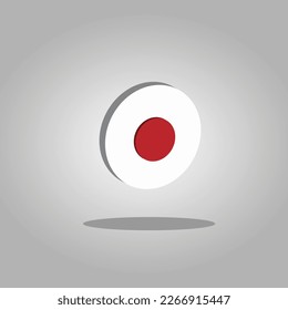 Icono de bandera de Japón 3D, marca de depuración redondeada