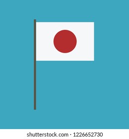 Japan flag icon in flat design. Independence day or National day holiday concept.