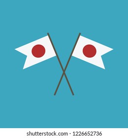 Japan flag icon in flat design. Independence day or National day holiday concept.