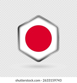 Ícone da bandeira do Japão em forma de hexágono.