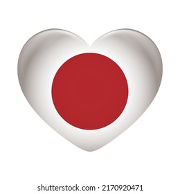 Japan flag icon isolated on white background. Japan flag. Flag icon glossy.