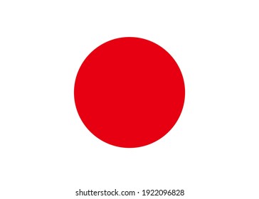 Japan flag. Icon of japan national. Japanese button. Official japanese texture with red dot on white background. Shiny banner for tokyo. Design of emblem for country and language. Vector.