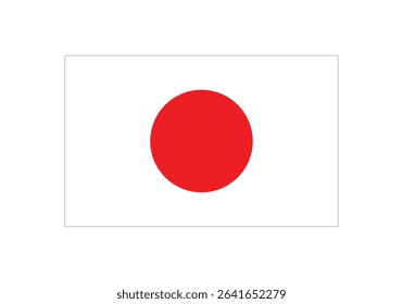 Japan Flag Icon – Official National Flag of Japan in Flat Vector Style with Standard Colors and Proportions.
