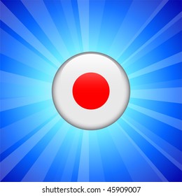 Japan Flag Icon on Internet Button Original Vector Illustration