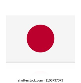 Japan flag icon with reflection isolated on white background.