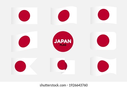 Japan flag icon set label sticker badge collection vector illustration.