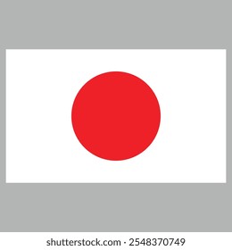 Diseño e ilustración del Vector del icono de la bandera de Japón, bandera nacional de Japón, color rojo y blanco de la bandera, ilustración digital con un fondo gris