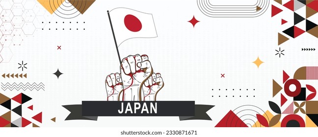 Japan flag independence day geometric Country web banner. corporate abstract background design with flag theme. Country Vector Illustration