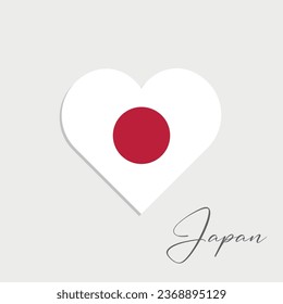 japan flag inside heart on gray background