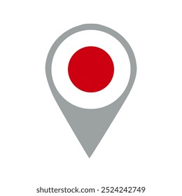 japanischer Flag-Positionsstift, Flag-Anwendung, Flag-on-Location-Stift, Grafikdesign, Kartenzeiger, Vektorgrafik.