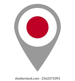 Japan flag location pin, flag application, Flag on Location Pin, graphic design, map pointer, vector illustration.