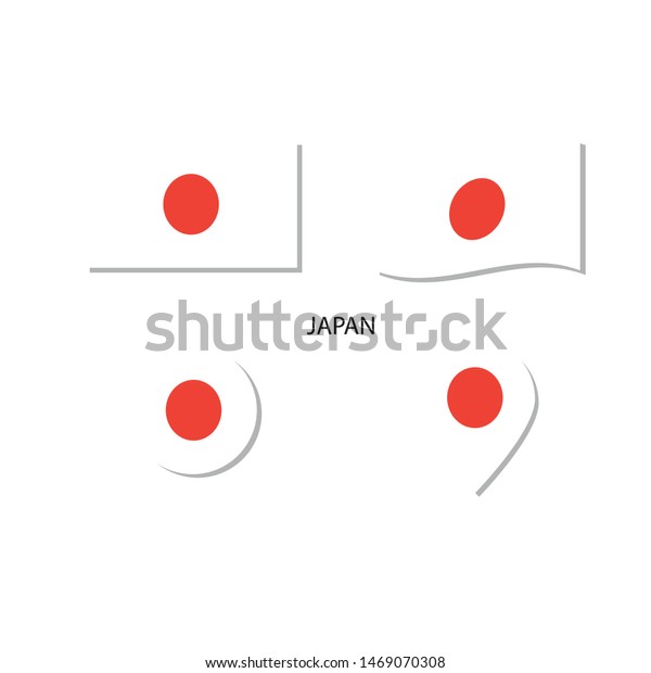 Japan Flag Logo Icon Set Rectangle Stock Vector (Royalty Free