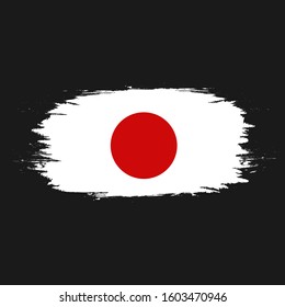 Japan flag logo sign with brush stroke. Hand draw. Modern cartoon creative design. Fashion print for clothes, cards, picture banner for websites. Vector illustration