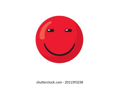 Japan Flag Made with Asian Style Optimistic and Positine Happy Smiling Face Having Wide Smile Comic Concept - Red Elements on White Background - Vector Mixed Graphic Design