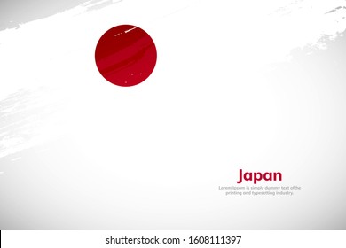 Bandera japonesa hecha con fondo de pincel. Día Nacional de Japón. Icono creativo de la bandera nacional de Japón. Fondo de la bandera de la escoba pintada de forma abstracta.