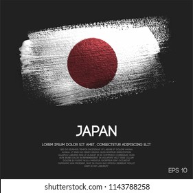 Japan Flag Made of Glitter Sparkle Brush Paint Vector
