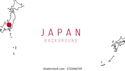 Japan flag map background. The flag of the country in the form of borders. Stock vector illustration isolated on white background.