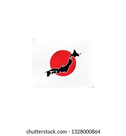 japan flag with map of japan islands