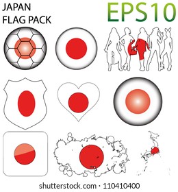 Japan Flag Map Pack - 9 in Total