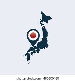 Japan flag and map. Vector Illustration.