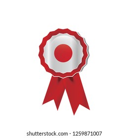 Japan flag medal vector design.  Realistic 3D red color