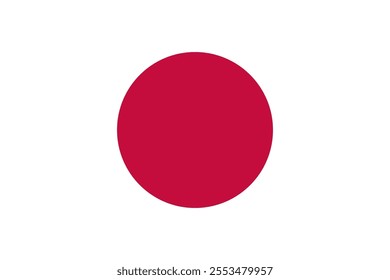 Japan flag in official colors, dimensions and aspect ratio. Vector flag symbolizing national pride, identity, heritage, patriotism and authority