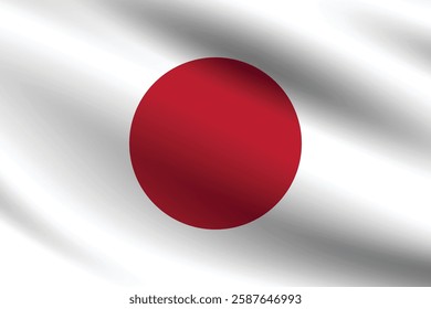 Japan flag official colors and proportion digital vector illustration. Waving flag.