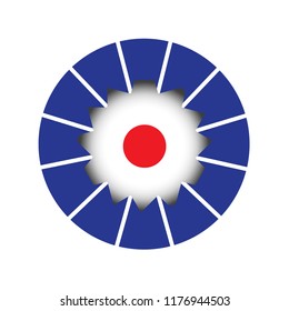 japan flag on bright light icon illustration 