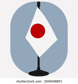 Japan flag on flagstaff | Vector illustration.