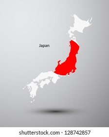 Japan Flag On Map Of Country