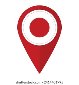 La bandera de Japón en el icono de punto de referencia del mapa está aislada. Bandera de Japón